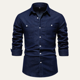 The Crestfall Ridge Men’s Slim Fit Denim Shirt with Double Pockets