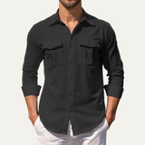 The Hillcrest Ridge Men’s Linen Double Pocket Casual Shirt