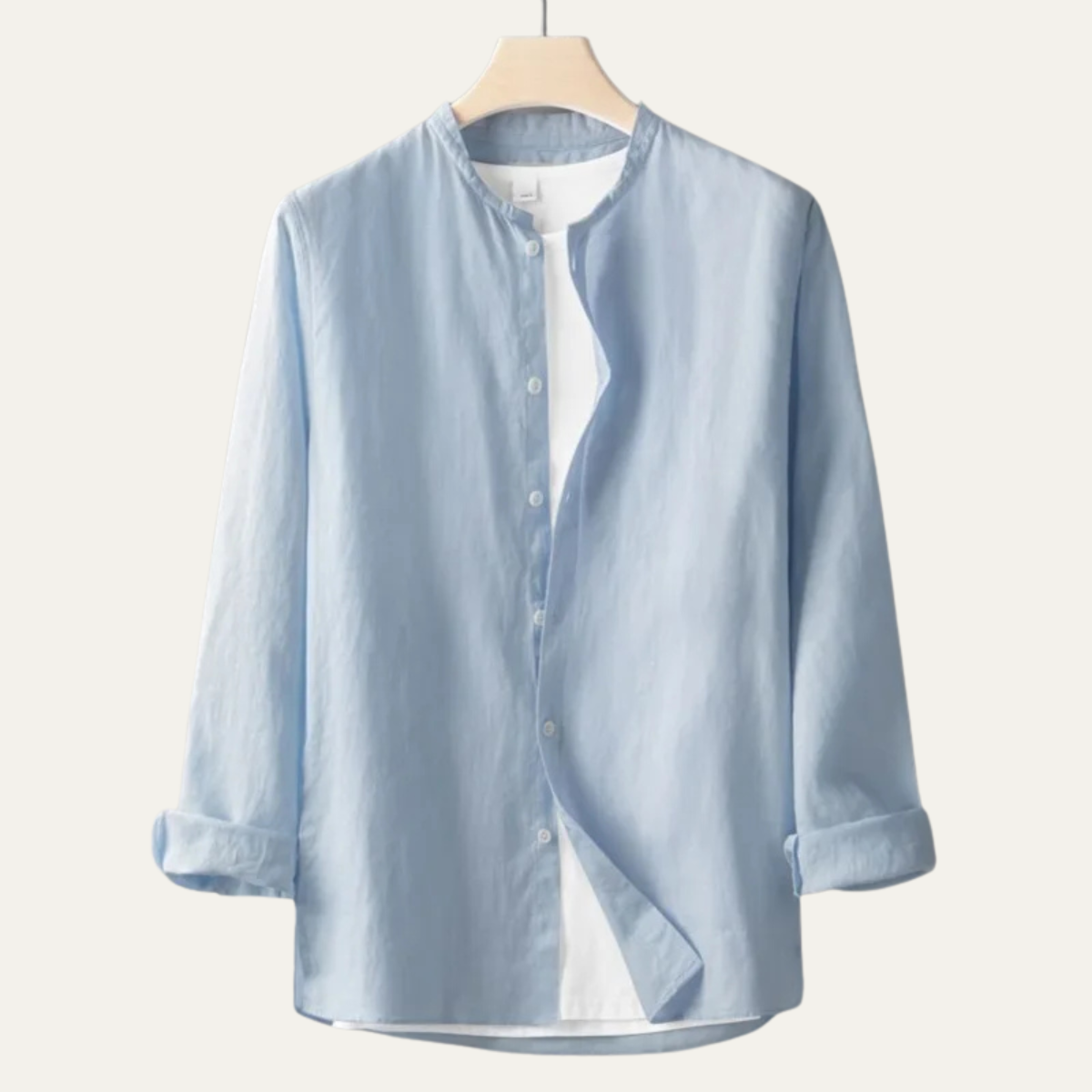 The Brookfield Lane Men’s Vintage Thin Round Neck Linen Shirt