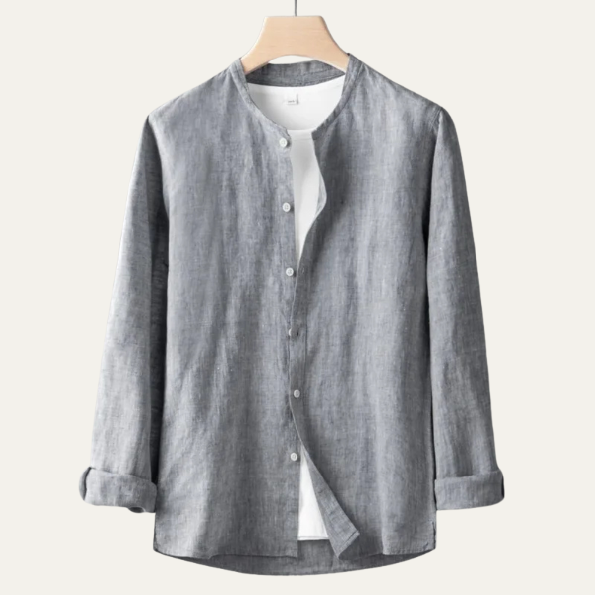 The Brookfield Lane Men’s Vintage Thin Round Neck Linen Shirt