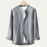 The Brookfield Lane Men’s Vintage Thin Round Neck Linen Shirt