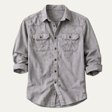 The Millridge Men’s Casual Denim Shirt with Double Pockets