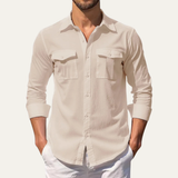 The Hillcrest Ridge Men’s Linen Double Pocket Casual Shirt