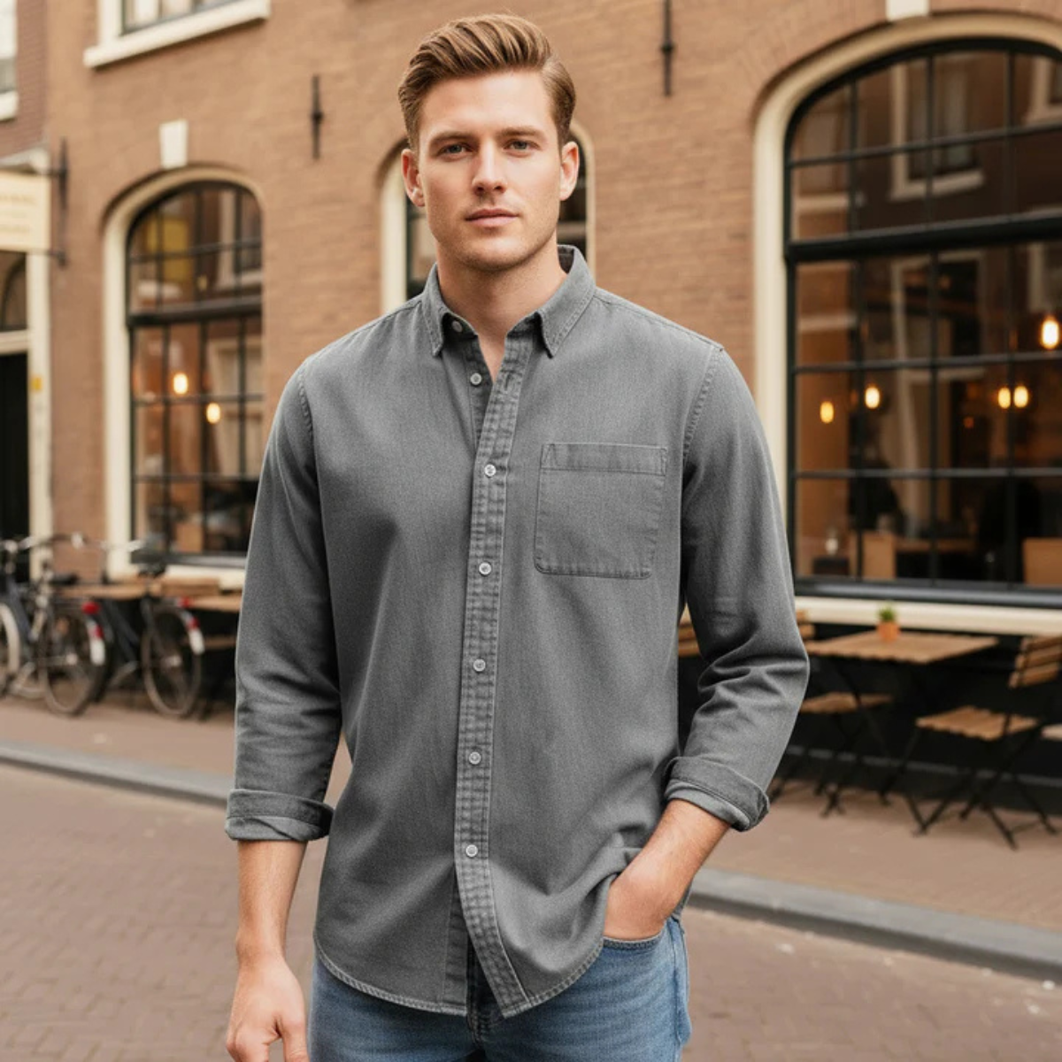 The Melrose Men’s Classic Oxford Style Button-Up Dress Shirt
