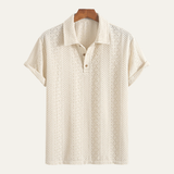 The Havencrest Men’s Jacquard Textured Casual Knitted Polo Shirt