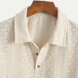 The Havencrest Men’s Jacquard Textured Casual Knitted Polo Shirt