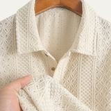 The Havencrest Men’s Jacquard Textured Casual Knitted Polo Shirt