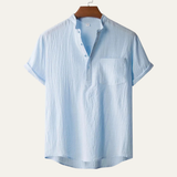 The Regent Men’s Summer Cotton Linen Henley Shirt