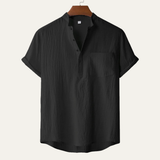 The Regent Men’s Summer Cotton Linen Henley Shirt