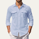 The Hillcrest Ridge Men’s Linen Double Pocket Casual Shirt