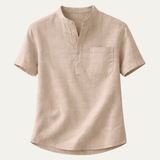 The Hillgate Men’s Casual Cotton Linen Henley Shirt