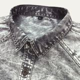 The Windcrest Men’s Casual Button-Up Vintage Denim Shirt