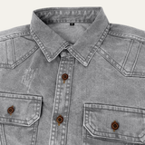 The Millridge Men’s Casual Denim Shirt with Double Pockets