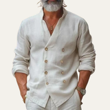 The Silverbrook Ridge Men’s Vintage Stand Collar Double Breasted Shirt