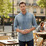 The Meadowford Men’s Slim Fit Cowboy Style Denim Shirt