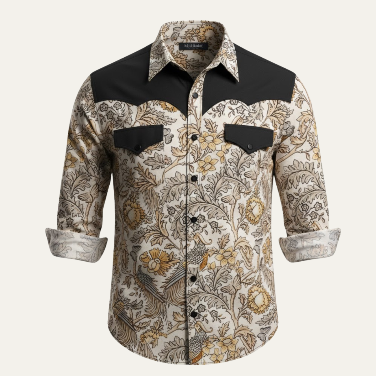 The Westbury Hill Men’s Two Tone Patchwork Western Casual Denim Shirt
