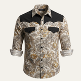 The Westbury Hill Men’s Two Tone Patchwork Western Casual Denim Shirt