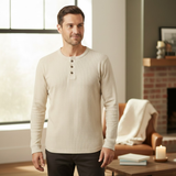 The Glenhurst Park Men’s Slim Fit Thermal Cotton Waffle Knit Henley Shirt