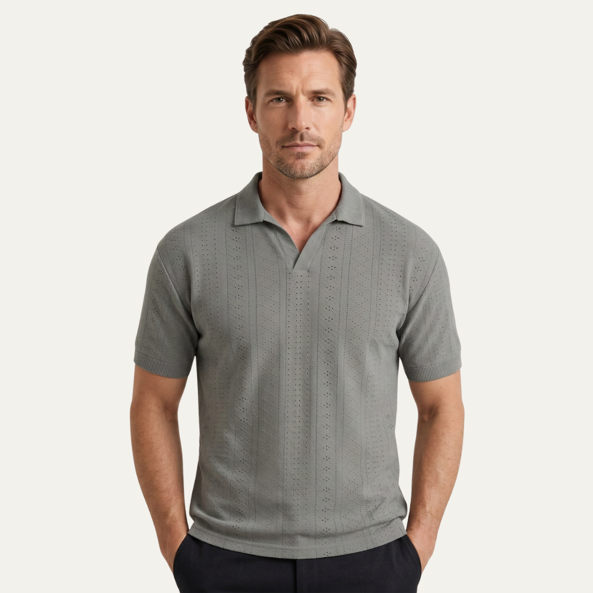 The Brookhurst Men’s Textured Knit Polo Shirt
