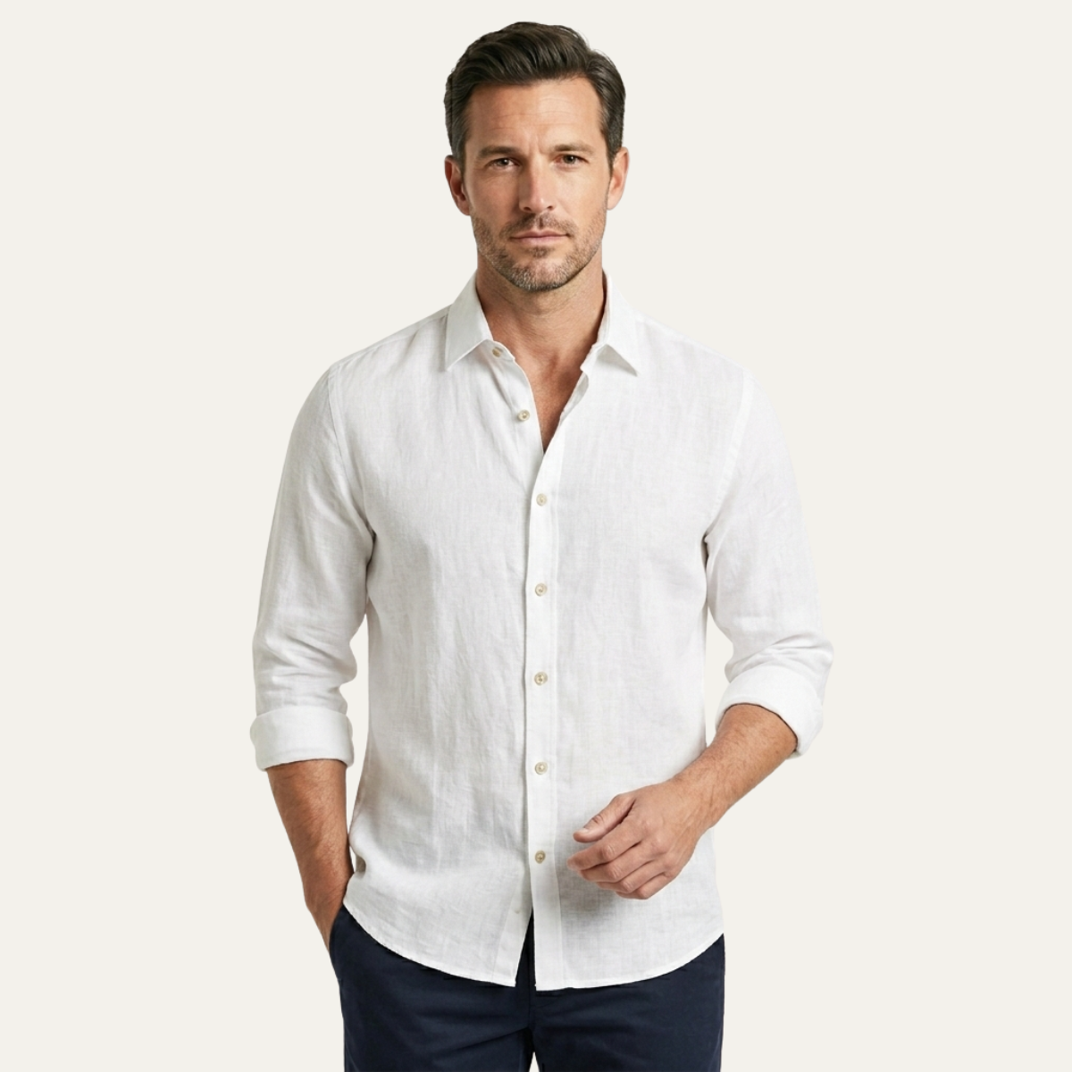 The Meadowrun Men’s Linen Trendy Button-Up Shirt