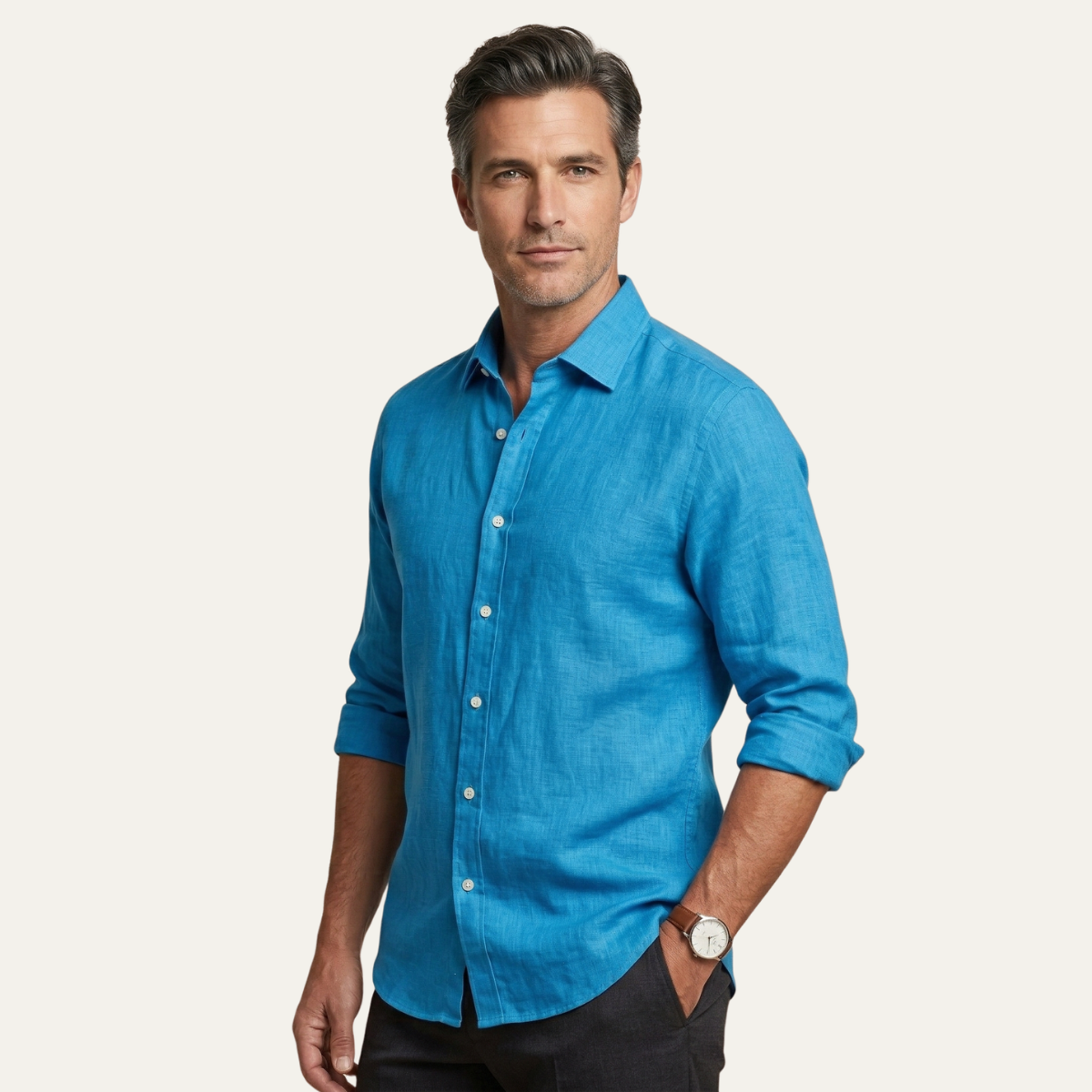 The Silverwood Hill Men's Lightweight Linen Summer Casual Button-Up Shirt