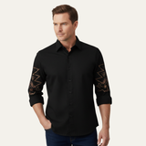 The Westbury Hill Men’s Two Tone Patchwork Western Casual Denim Shirt