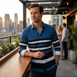 The Glenpark Men’s Modern Colour Block Striped Trendy Shirt