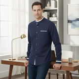 The Silverhaven Ridge Men’s Standing Collar Business Button-Up Shirt