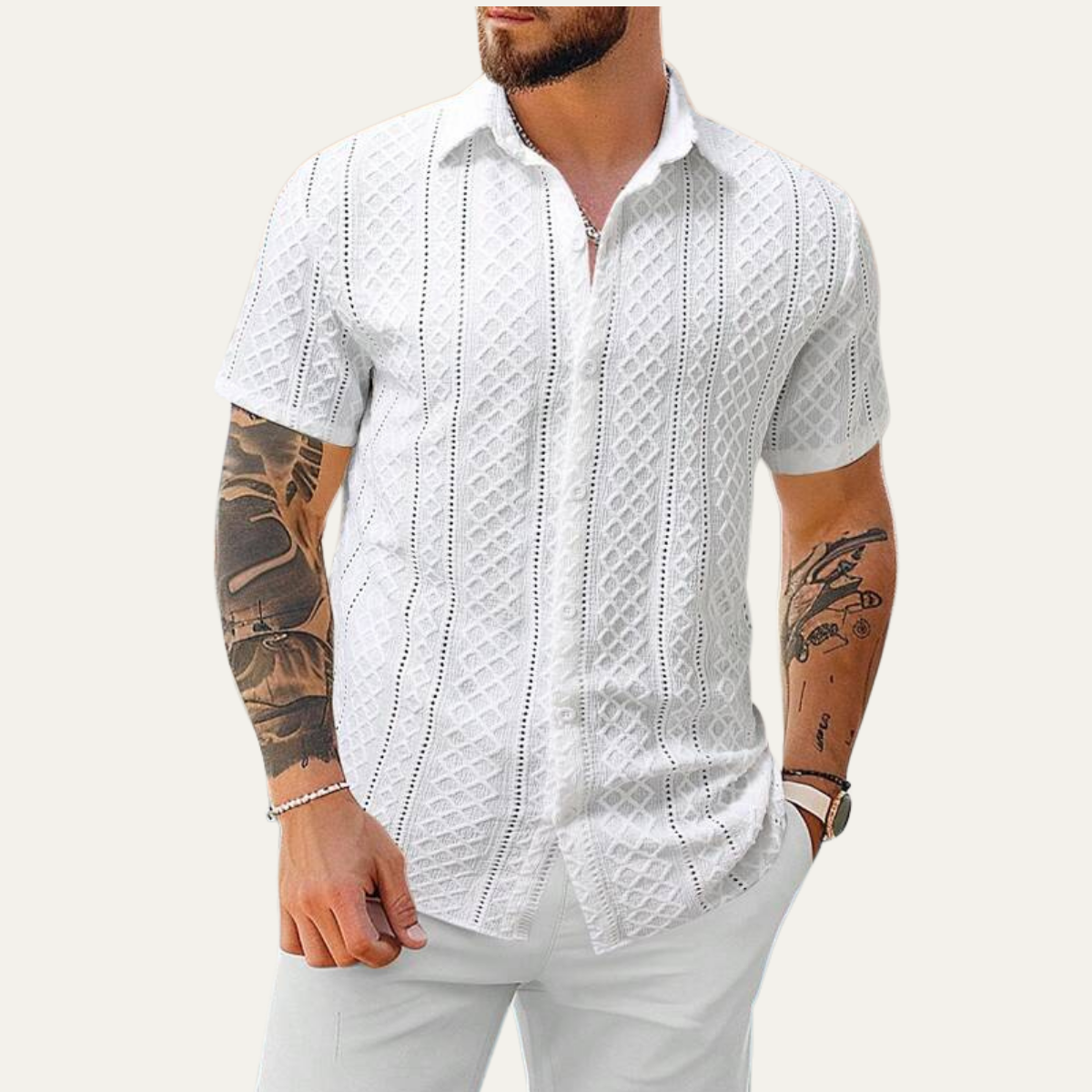 The Ashland Ridge Men’s Summer Textured Button-Up Shirt