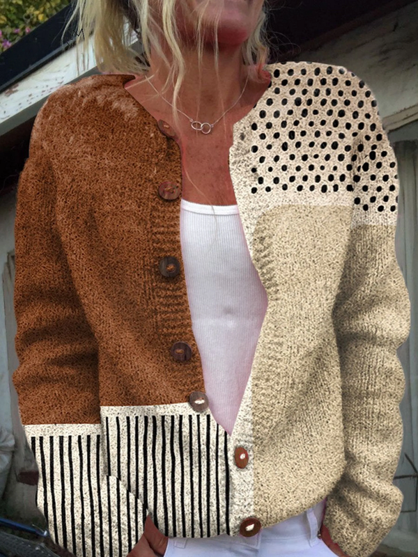 Minimalist abstract polka dot buttoned cardigan for women | Ellie Dublin