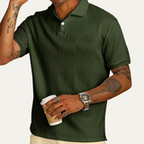 The Willowstone Ridge Men’s Textured Button-Up Trendy Polo Shirt