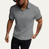 The Glenbrook Hill Men’s Casual Textured Polo Shirt with Contrast Collar