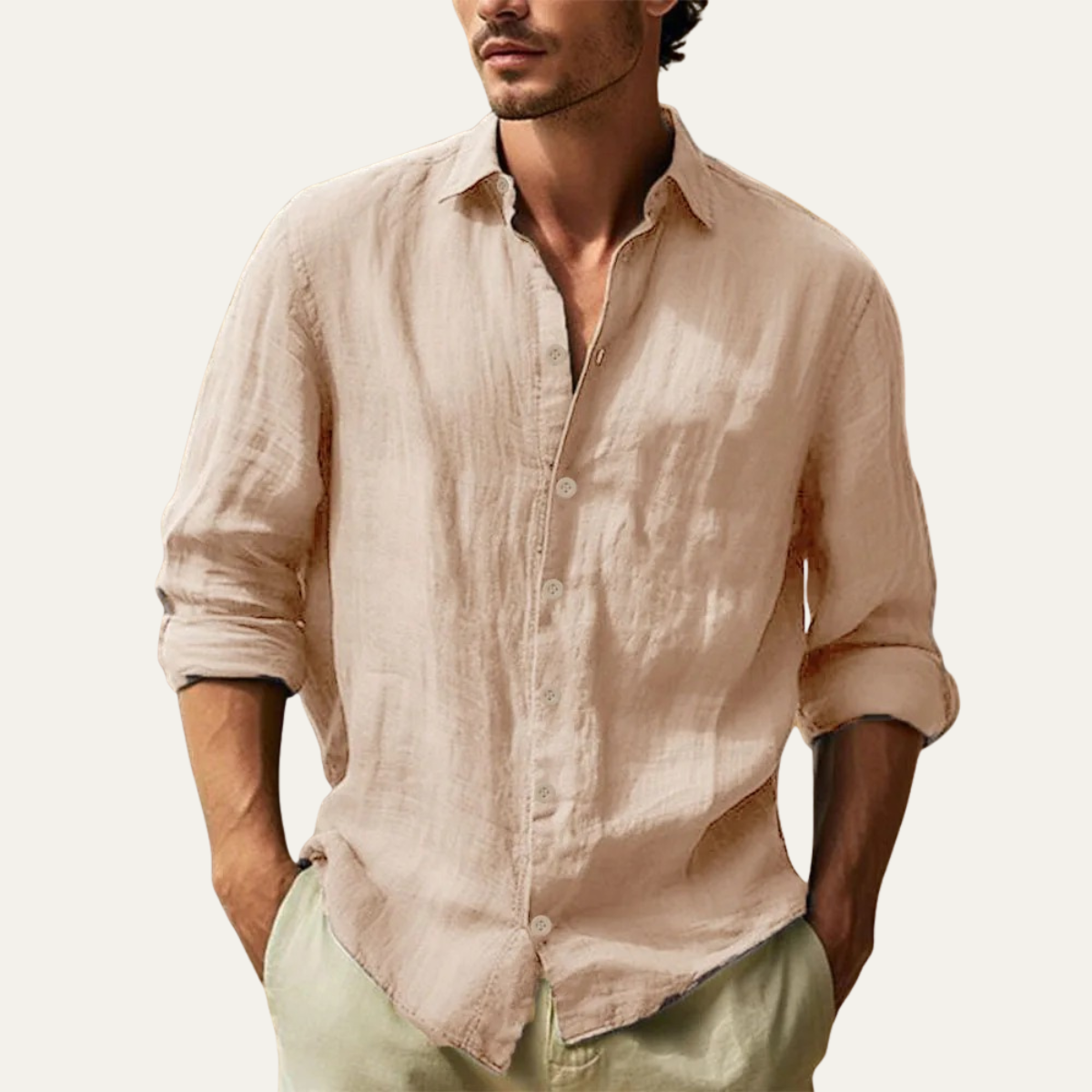 The Alderton Men’s Linen Lightweight Turn Down Collar Casual Shirt
