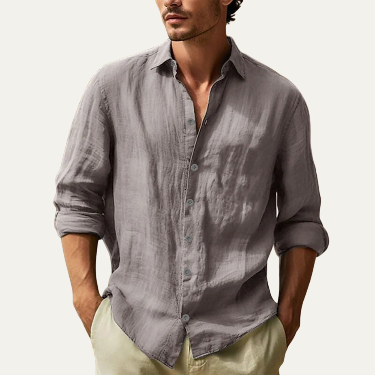 The Ironridge Men’s Linen Lightweight Turn Down Collar Trendy Shirt