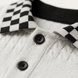The Glenwater Men’s Textured Knit Polo Shirt with Checkered Collar