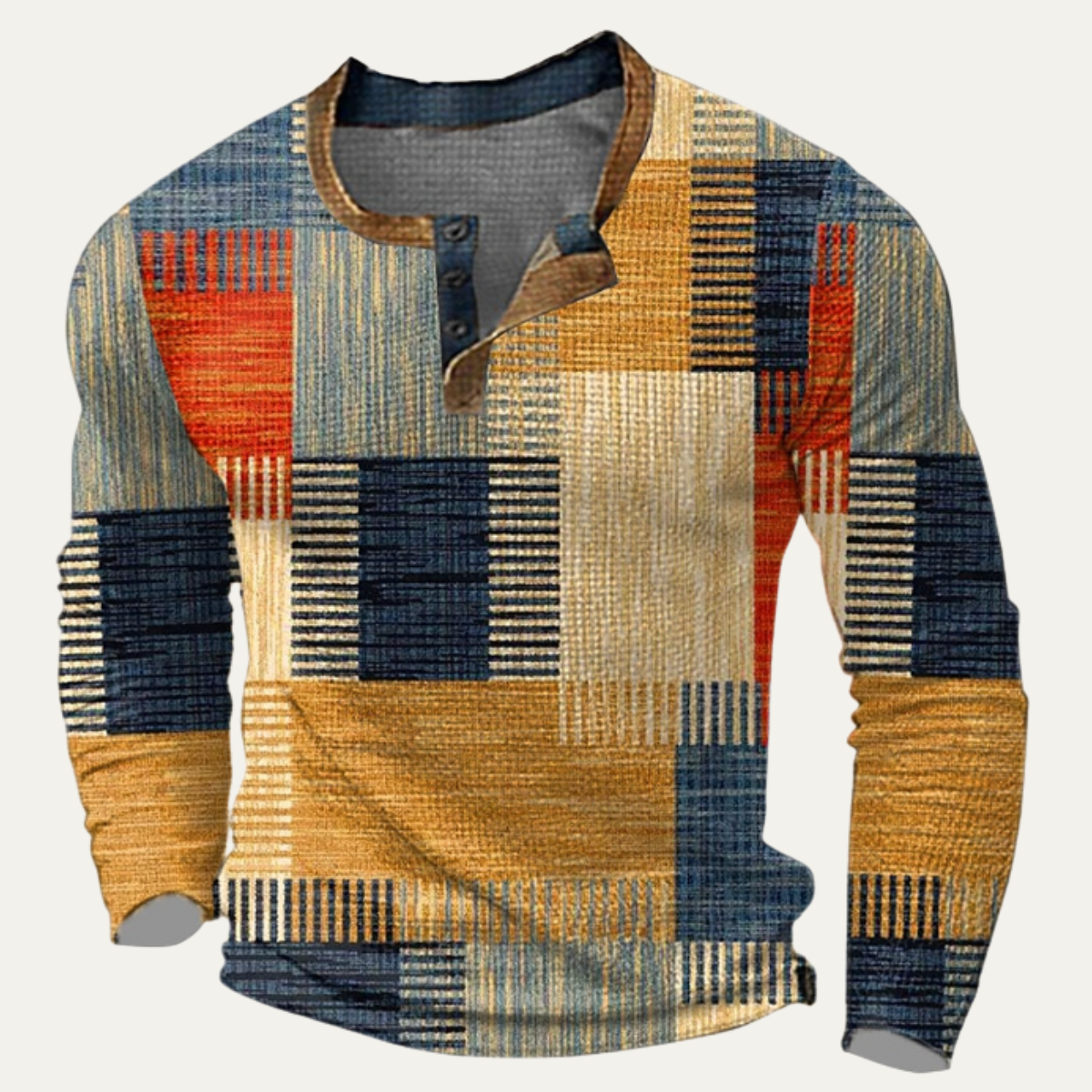 The Bluefield Men’s Textured Patchwork Design Polo Shirt