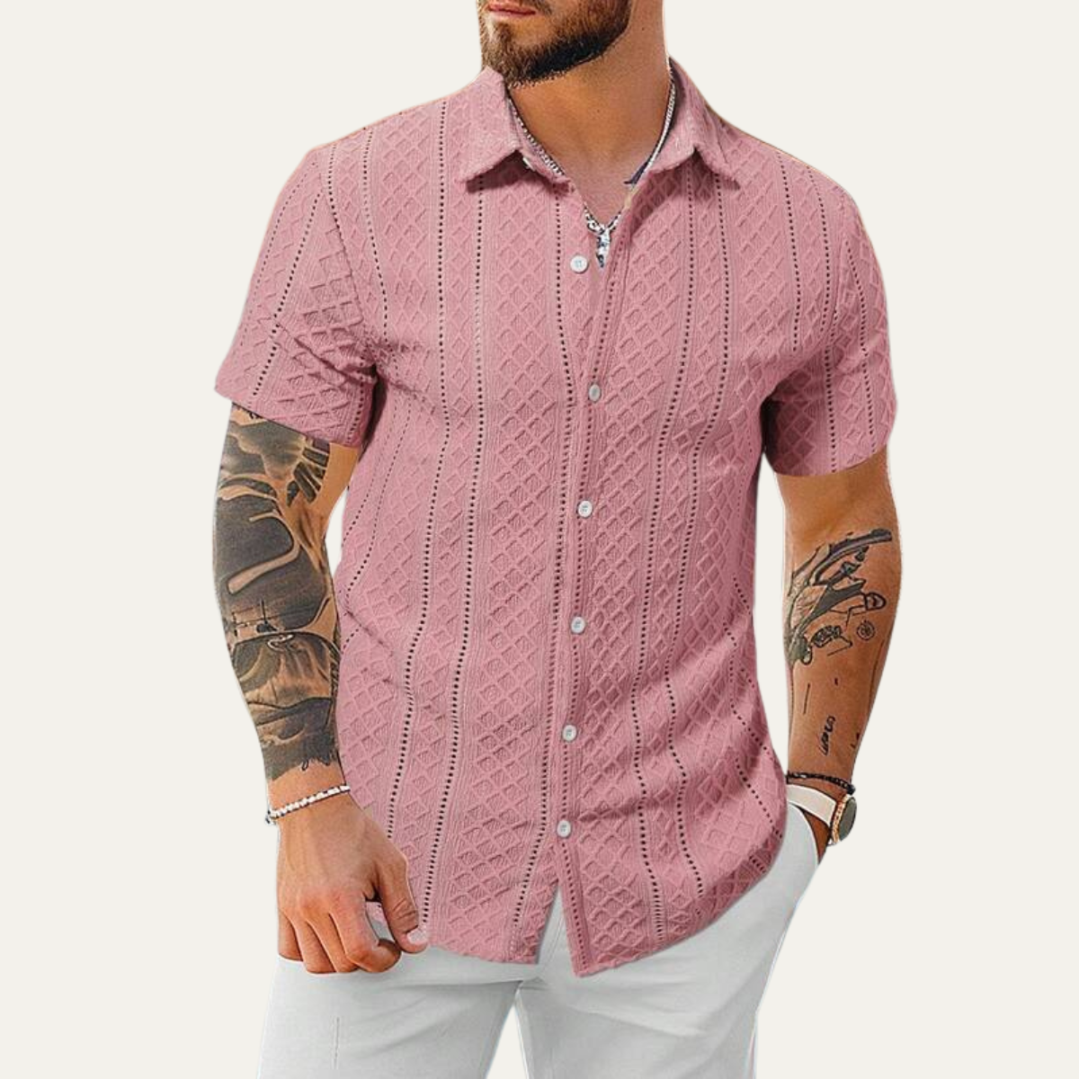 The Timberlake Ridge Men’s Casual Textured Button-Up Shirt