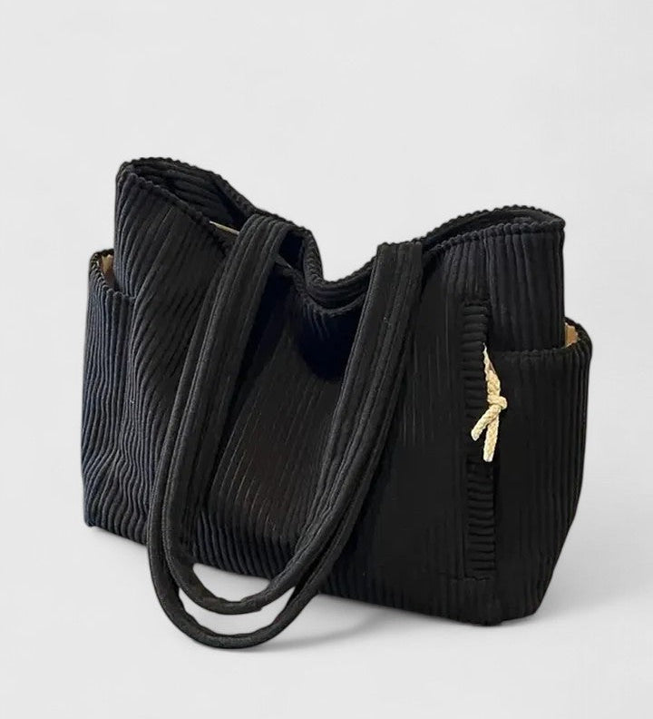 Léa | Elegant Ribbed Tote Bag with Cord Accents
