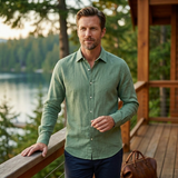 The Glenpark Ridge Men’s Linen Casual Button-Up Shirt