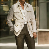 The Bramblewood Men’s Streetwear Striped Button-Down Shirt with Pockets
