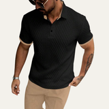 The Cedarcrest Park Men’s Elegant Textured Polo Shirt with Contrast Collar