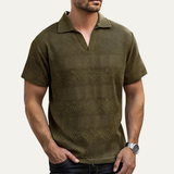 The Maplewood Ridge Men’s V Neck Breathable Knitted Polo Shirt
