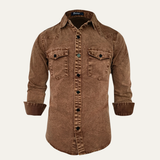 The Foxhaven Men’s Brown Vintage Washed Denim Shirt