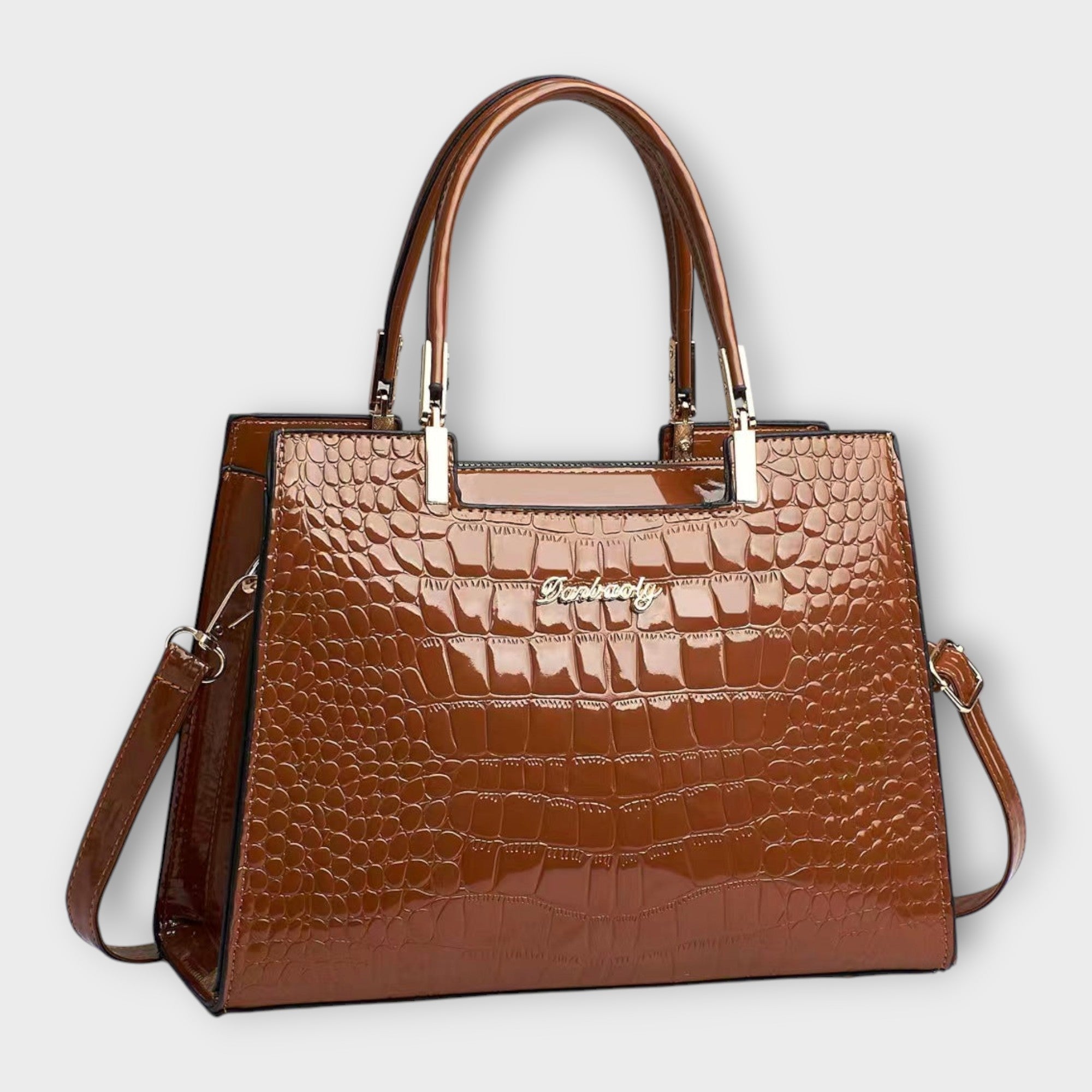 Emilie | Glossy Crocodile Leather Tote