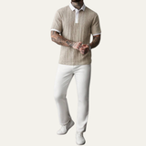 The Glenfall Ridge Men’s Ribbed Knit Casual Polo Shirt