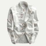 The Fairhill Men’s Japanese Style Linen Cotton Stand Collar Shirt