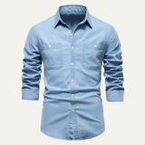 The Crestfall Ridge Men’s Slim Fit Denim Shirt with Double Pockets