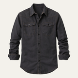 The Glenwood Court Men’s Vintage Dark Grey Denim Shirt