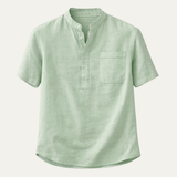 The Ashbrook Ridge Men’s Soft Cotton Linen Henley Shirt