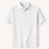 The Willowcrest Hill Men’s White Textured Elegant Polo Shirt
